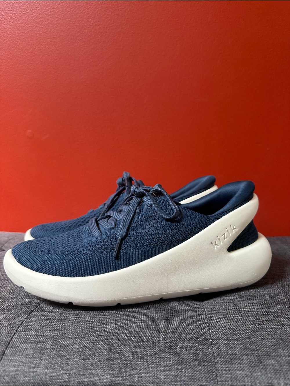 Kizik Roamer Navy Blue Knit Hands Free Slip On Sneakers Mens 8.5 Womens 10